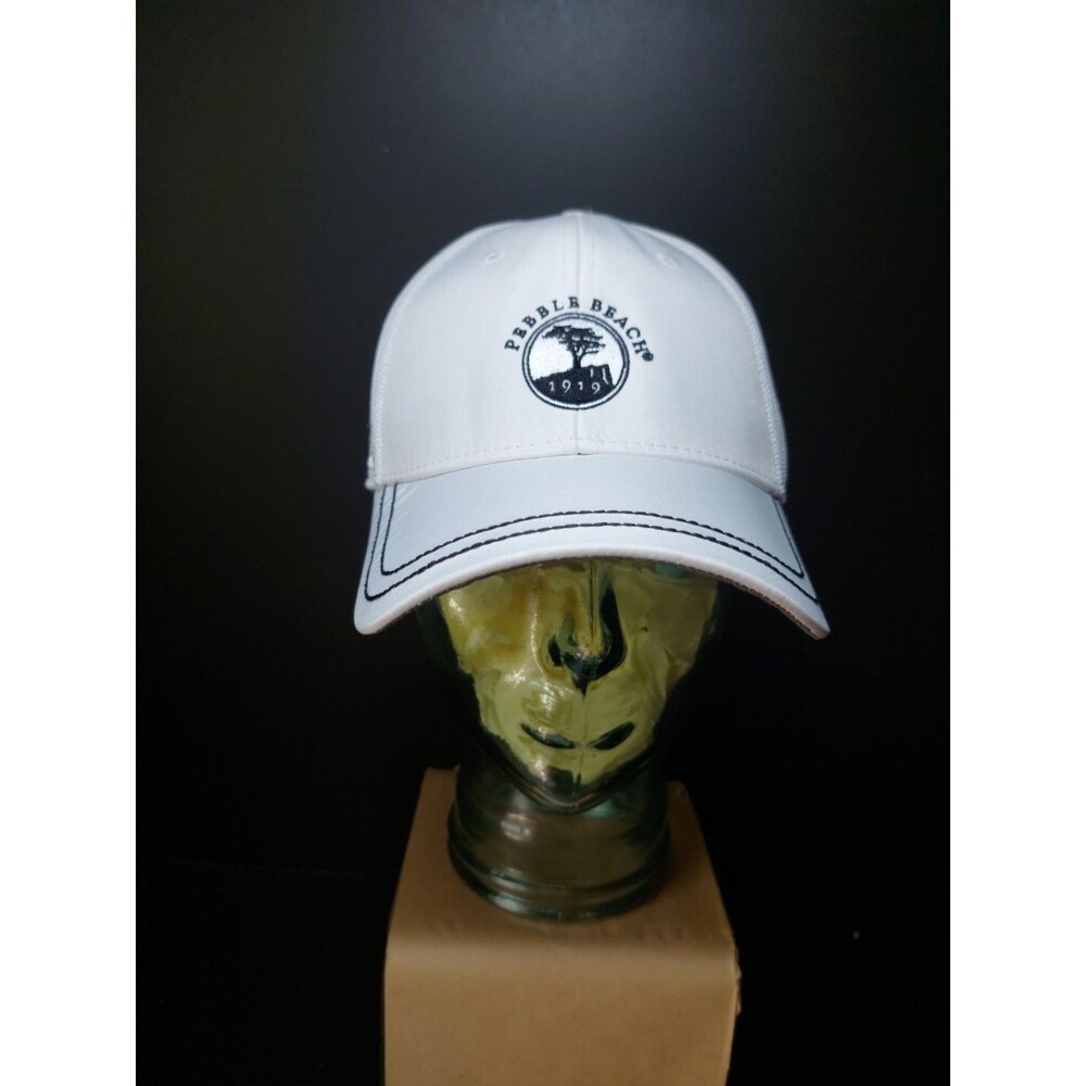 Pebble Beach Pukka Headwear White With Black Logo AFlexFit Hat